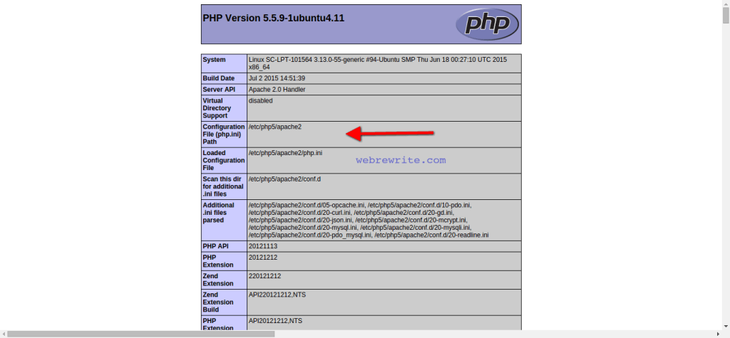 php.ini file location