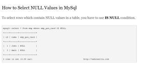 How to Select NULL Values in MySql  Query Explained with Examples