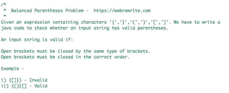 Balanced Parentheses Java Stack Video Tutorial