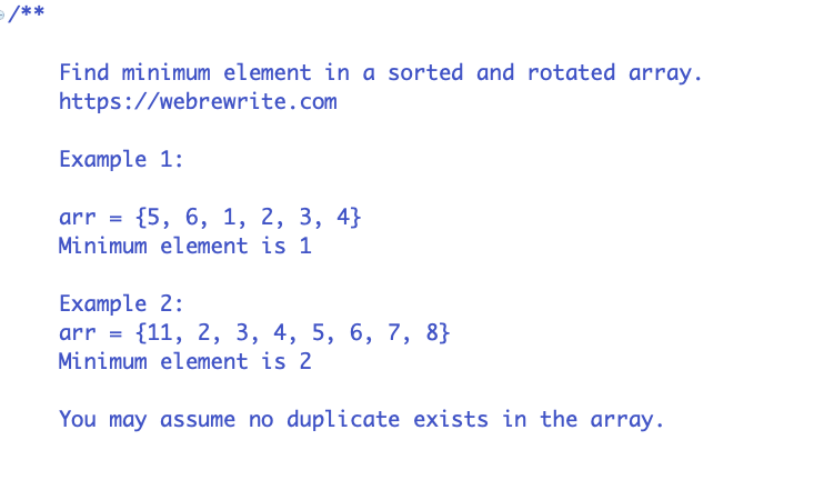 Find Minimum Element in a Sorted and Rotated Array