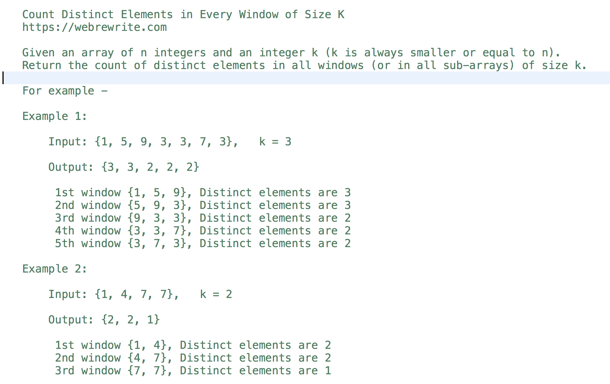 Count Distinct Elements in Every Window of Size K - Video Tutorial
