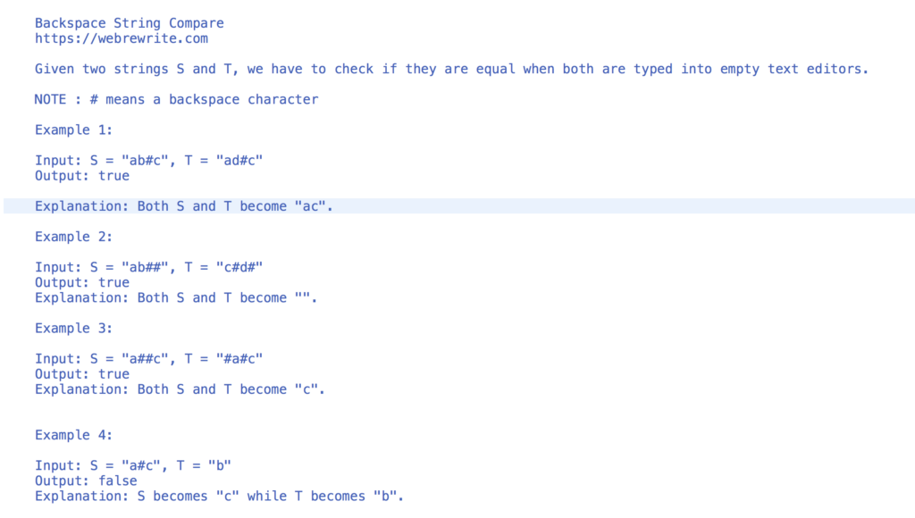 Backspace String Compare - Code Example & Video Tutorial