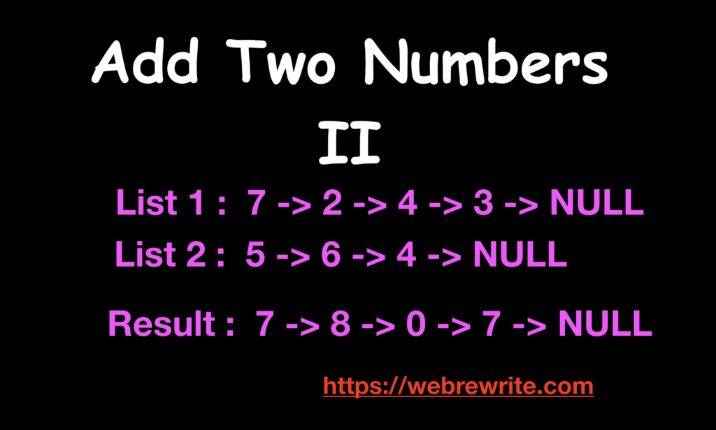 Add Two Numbers Represented By Linked Lists